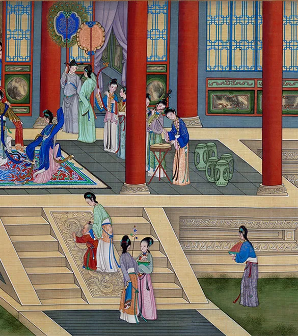 清冷枚《仿仇英汉宫春晓图》卷_16