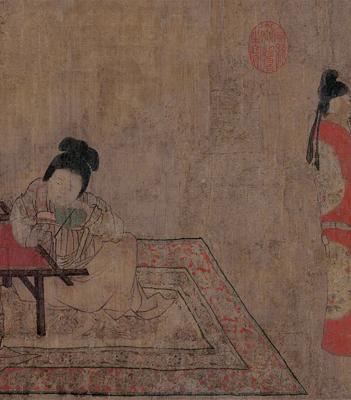 周昉《挥扇仕女图》卷_05