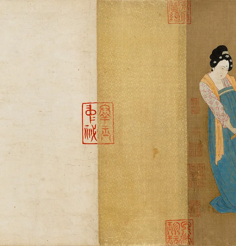 张萱《捣练图》卷_06