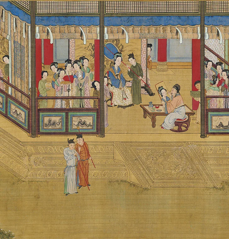 明仇英《汉宫春晓图》卷_06