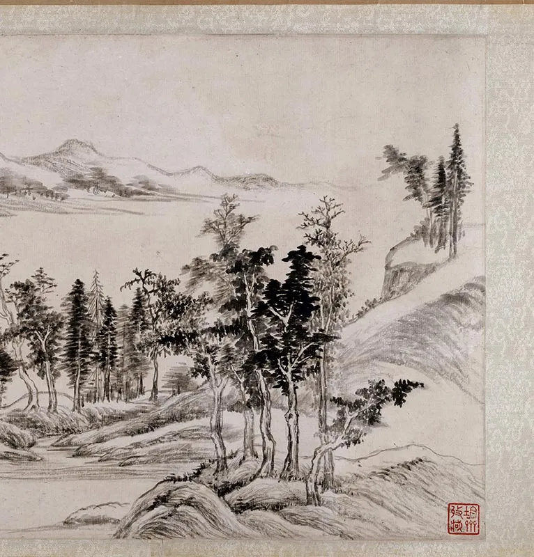 董其昌水墨山水画《荆溪招隐图》全卷_16