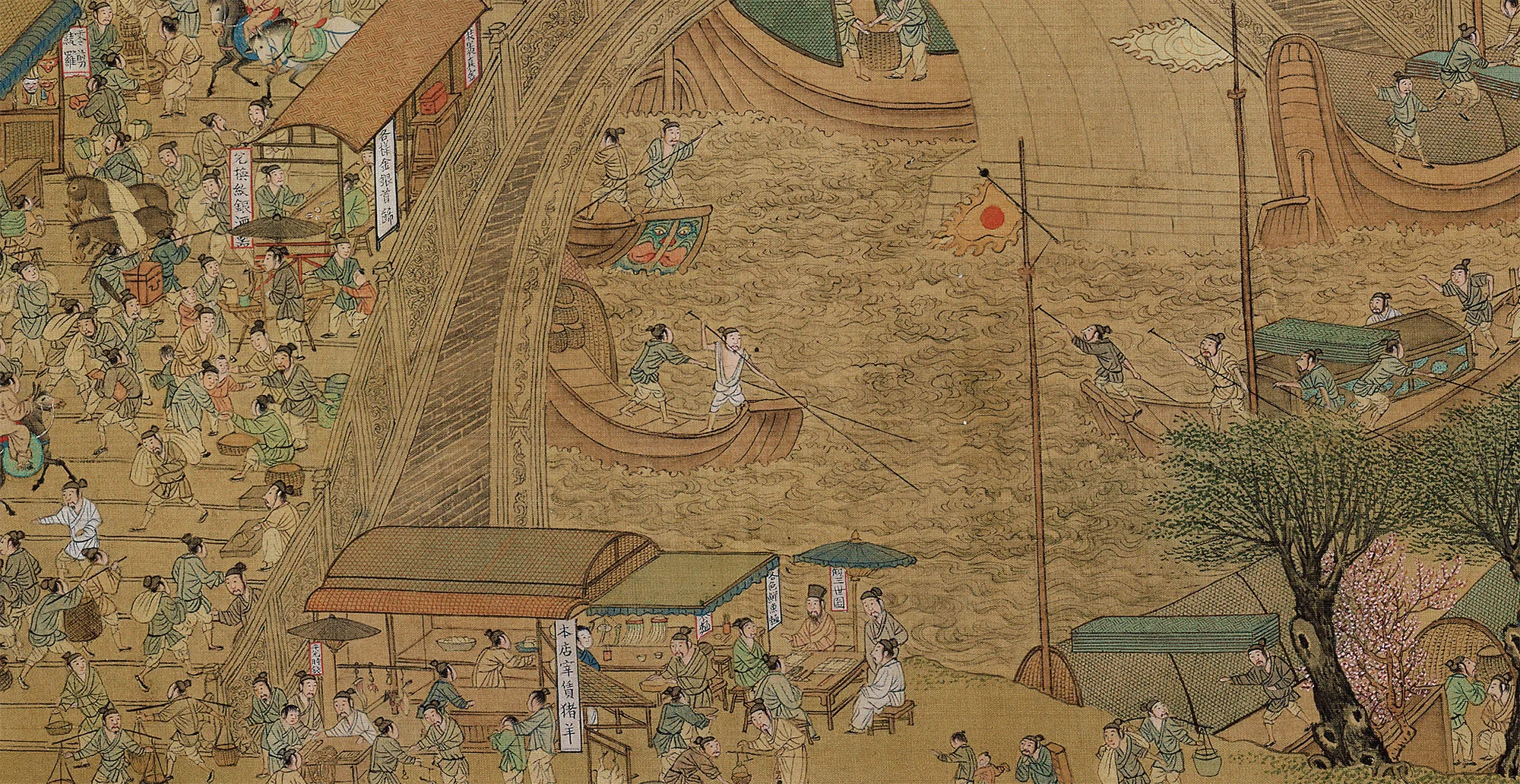 明仇英清明上河图卷虹桥局部