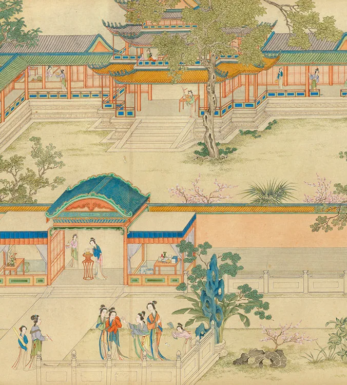 丁观鹏《仿仇英汉宫春晓图》卷_08