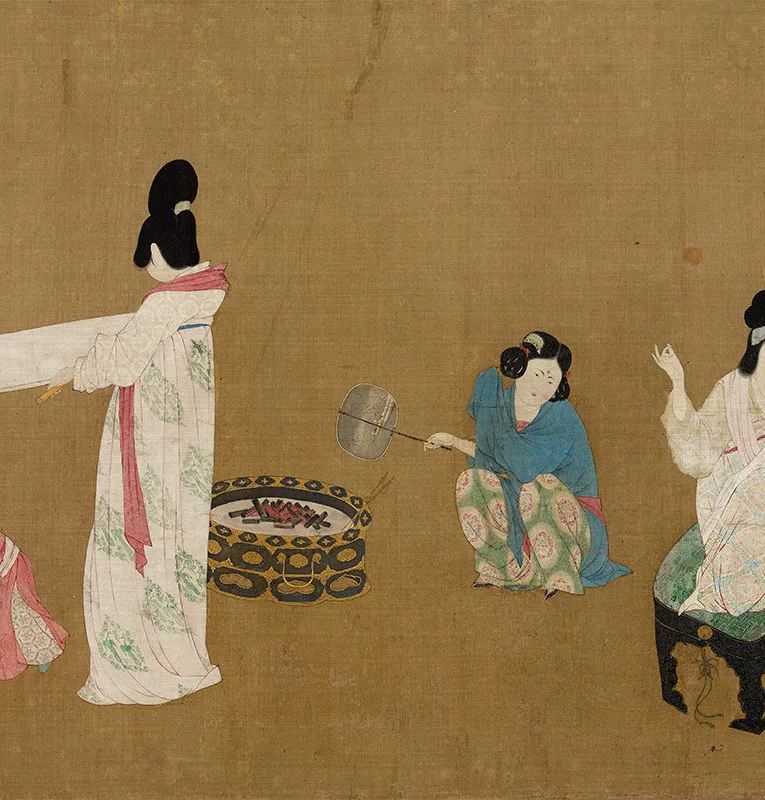 张萱《捣练图》卷_08