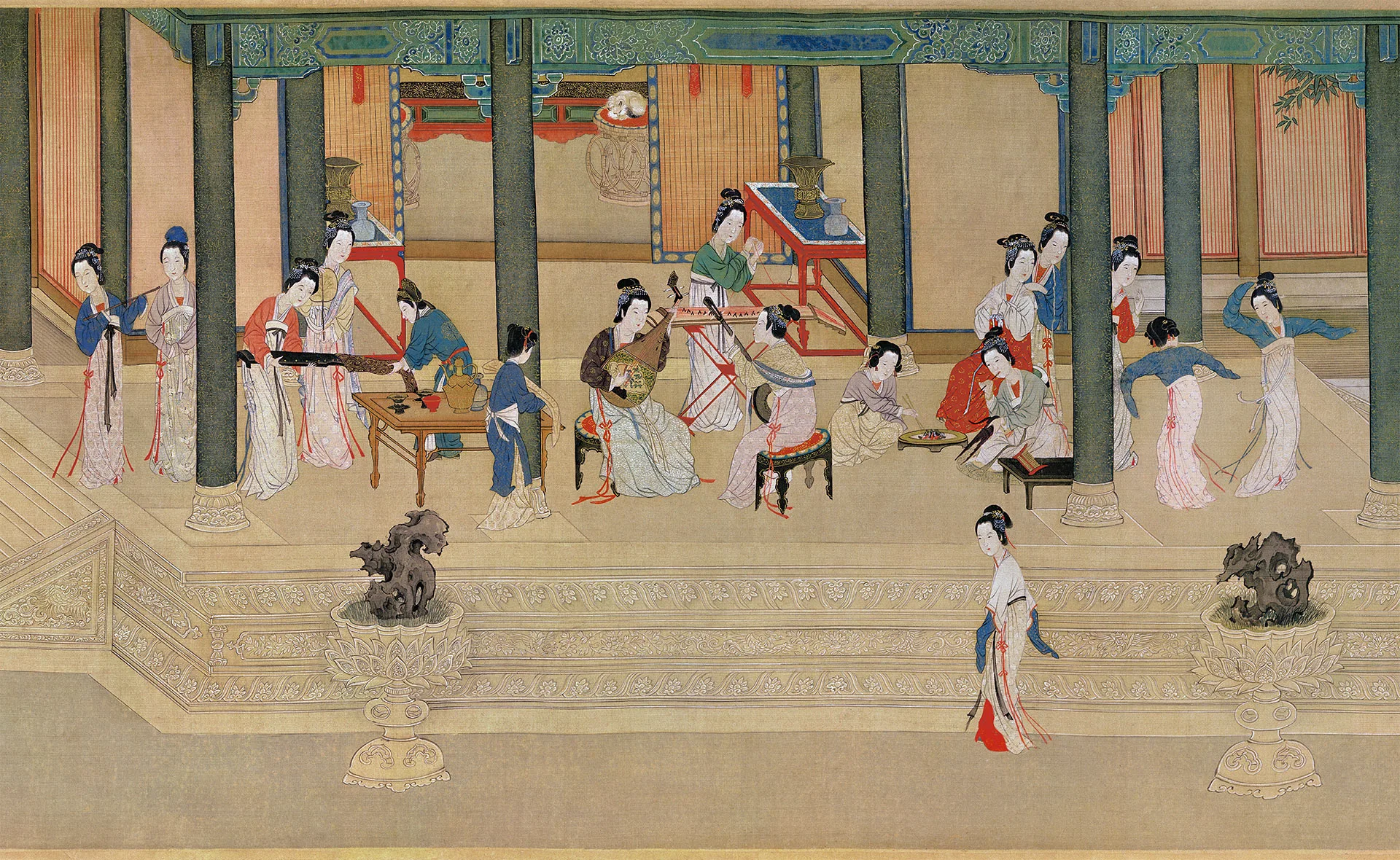 明仇英汉宫春晓图卷高清大图局部