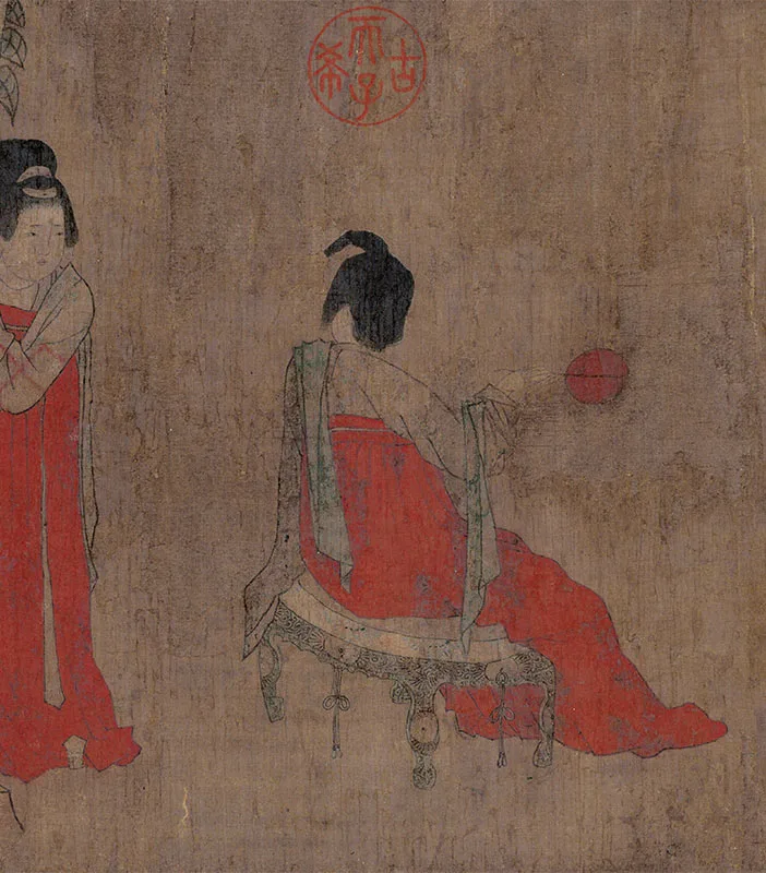 周昉《挥扇仕女图》卷_03