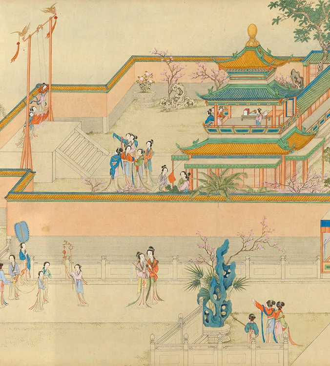 丁观鹏《仿仇英汉宫春晓图》卷_07