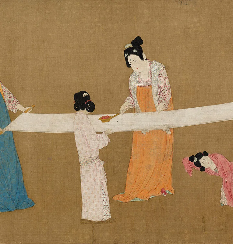 张萱《捣练图》卷_07