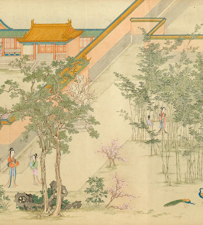 丁观鹏《仿仇英汉宫春晓图》卷_09