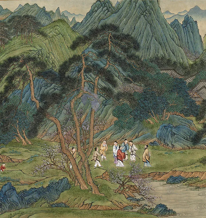 王炳青绿山水《仿赵伯驹桃源图卷》_06