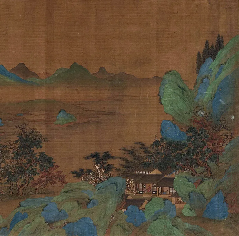 传宋赵伯驹青绿山水《秋山无尽图》卷_12