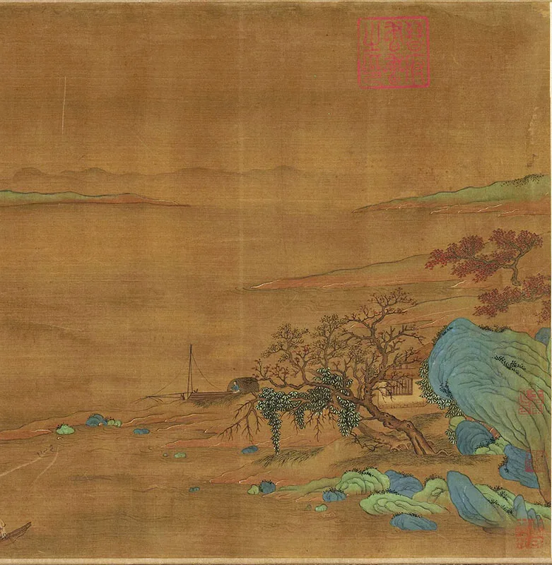 传宋赵伯驹青绿山水《秋山万里图》_11