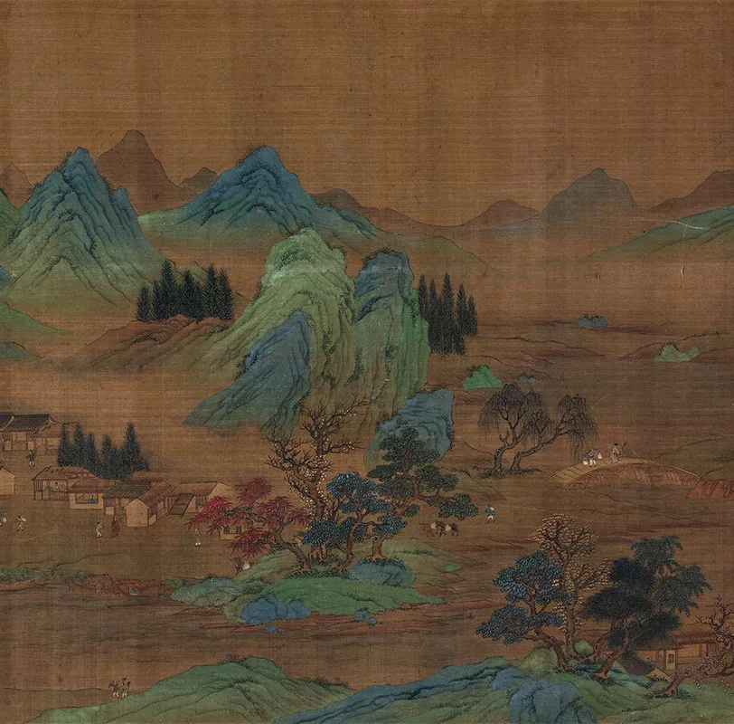 传宋赵伯驹青绿山水《秋山无尽图》卷_07