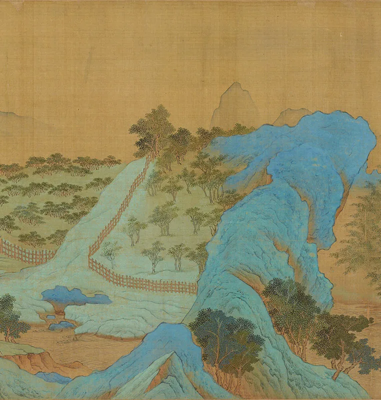 大青绿山水《辋川别墅图》卷_02