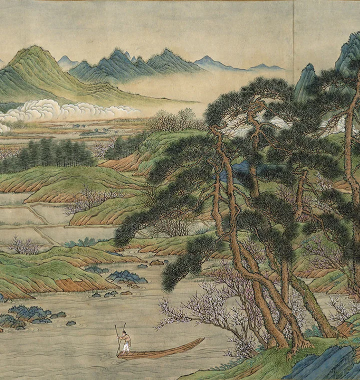 王炳青绿山水《仿赵伯驹桃源图卷》_09