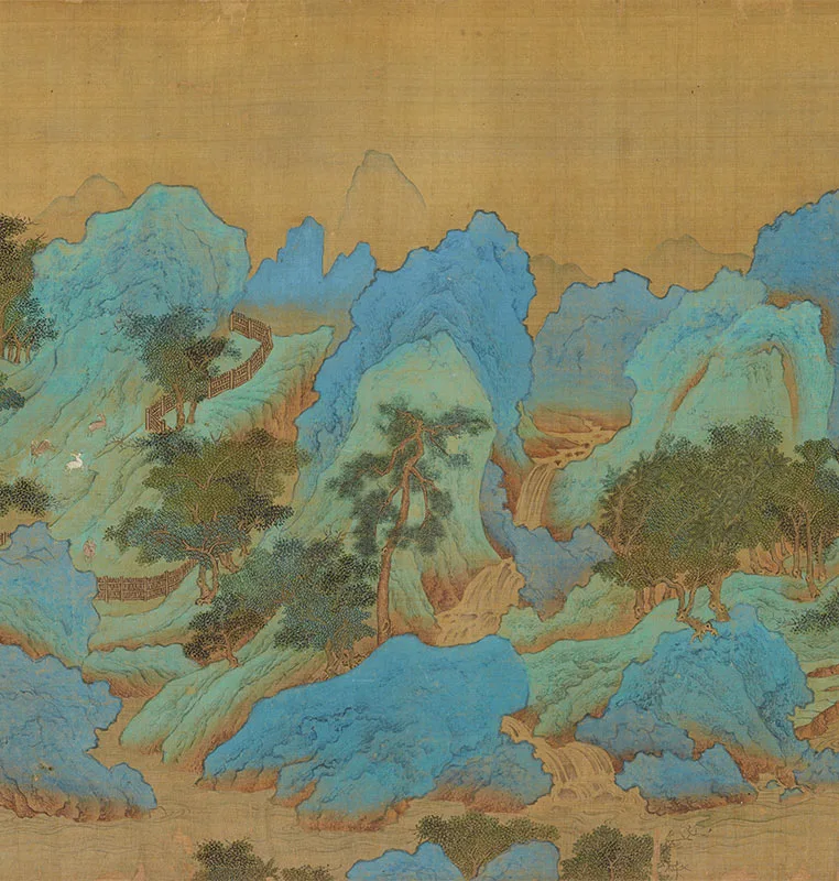 大青绿山水《辋川别墅图》卷_09