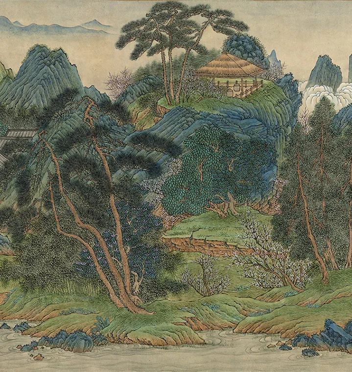 王炳青绿山水《仿赵伯驹桃源图卷》_07