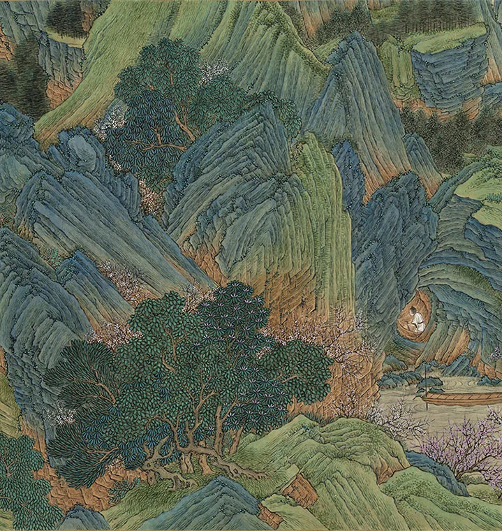 王炳青绿山水《仿赵伯驹桃源图卷》_11