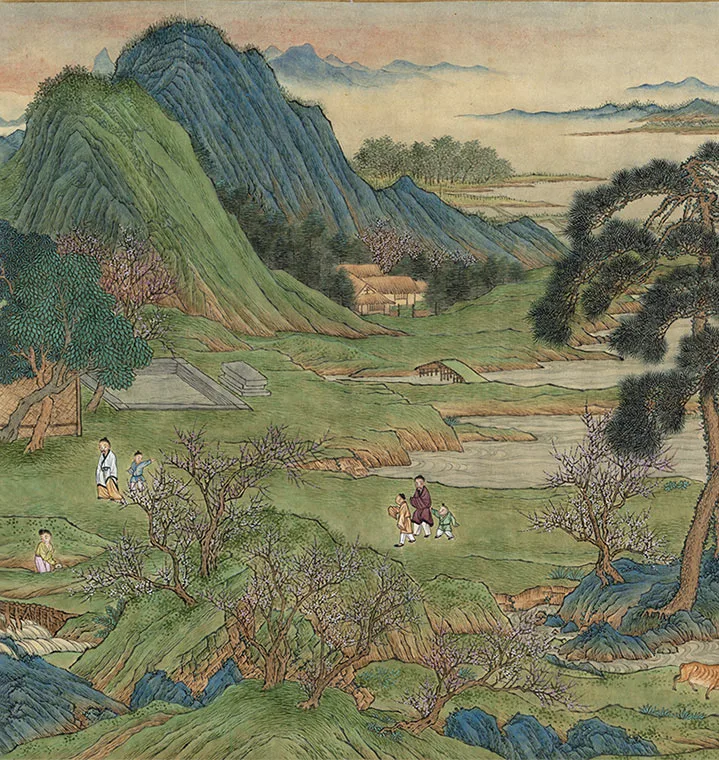 王炳青绿山水《仿赵伯驹桃源图卷》_03