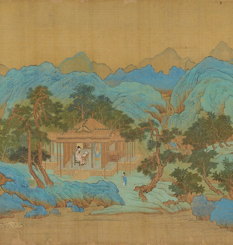 大青绿山水《辋川别墅图》卷_04