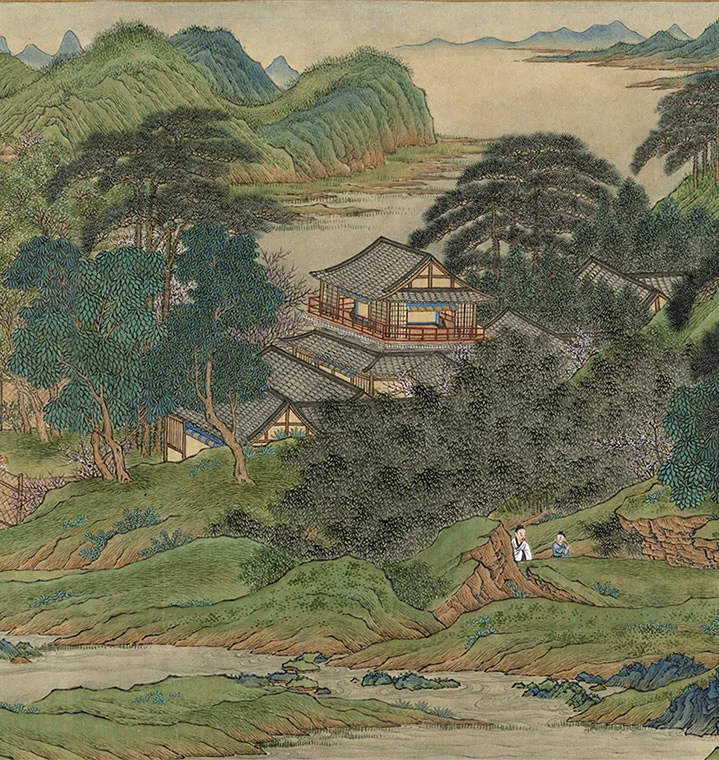 王炳青绿山水《仿赵伯驹桃源图卷》_05