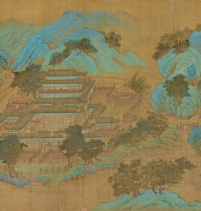 大青绿山水《辋川别墅图》卷_13