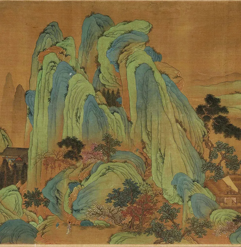 传宋赵伯驹青绿山水《秋山万里图》_09