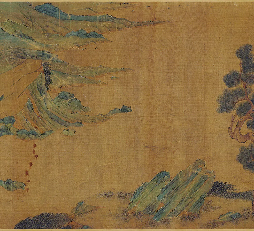 传赵伯驹青绿山水人物画《禹王治水图》卷_15