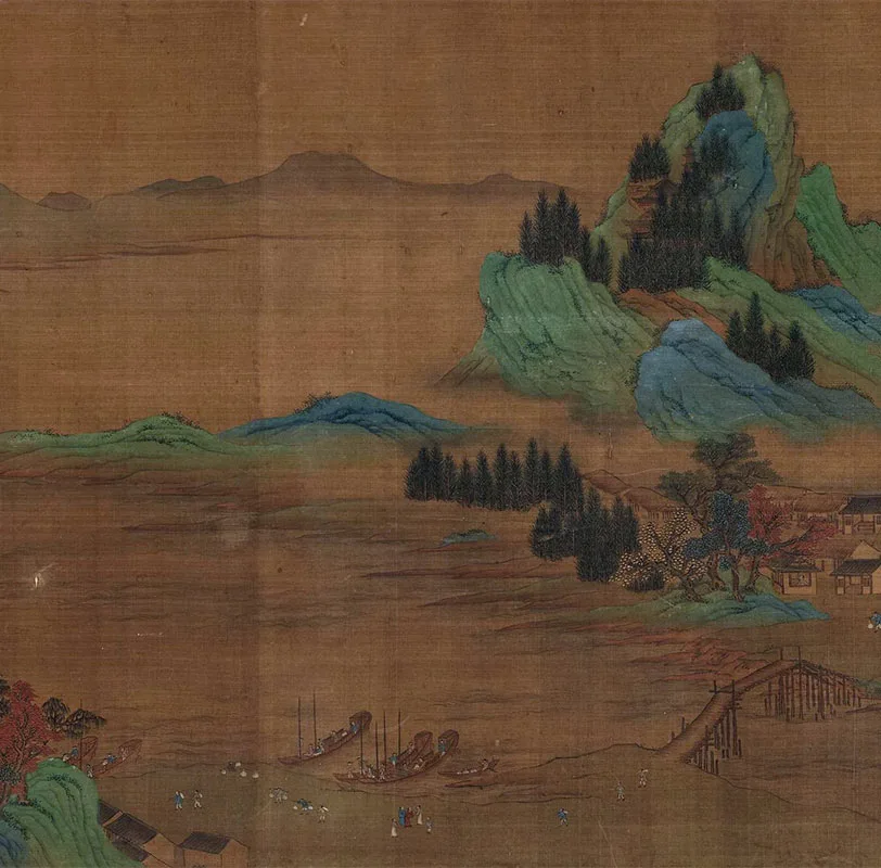 传宋赵伯驹青绿山水《秋山无尽图》卷_06