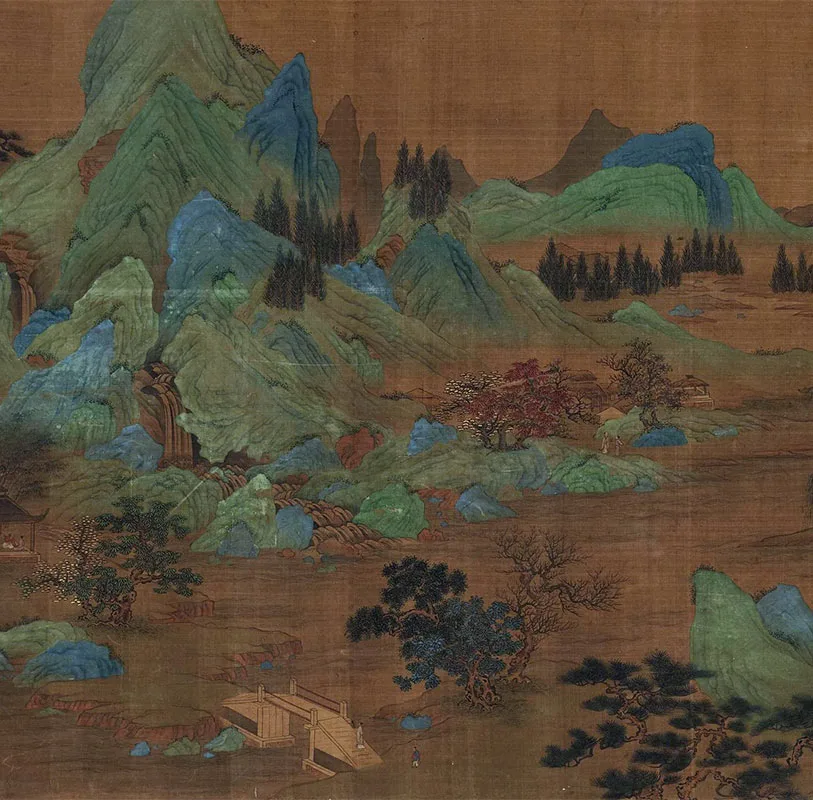 传宋赵伯驹青绿山水《秋山无尽图》卷_09