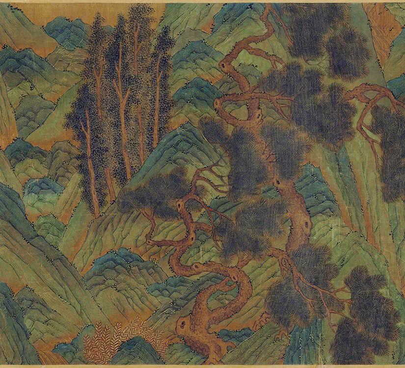 传赵伯驹青绿山水人物画《禹王治水图》卷_07