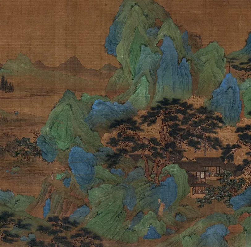 传宋赵伯驹青绿山水《秋山无尽图》卷_10