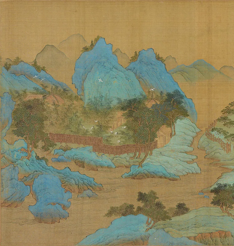 大青绿山水《辋川别墅图》卷_01