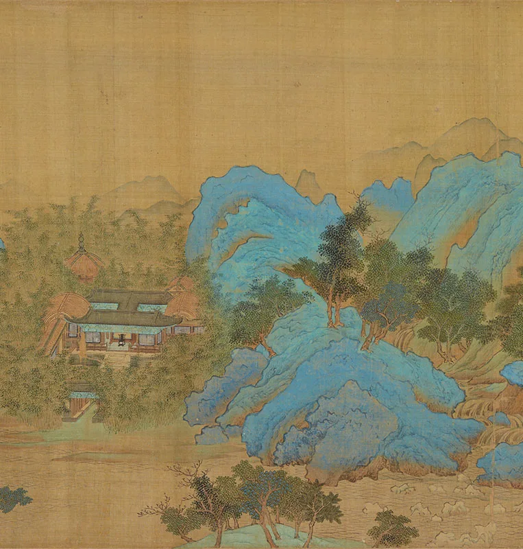 大青绿山水《辋川别墅图》卷_03