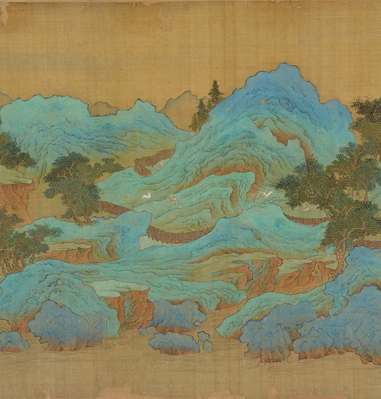 大青绿山水《辋川别墅图》卷_08