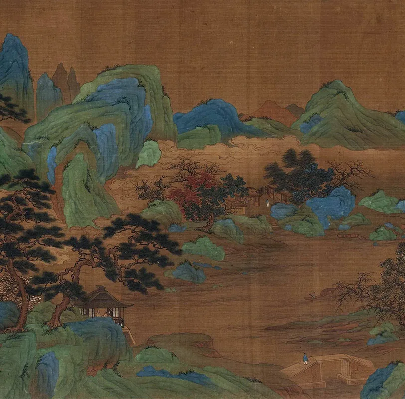 传宋赵伯驹青绿山水《秋山无尽图》卷_11