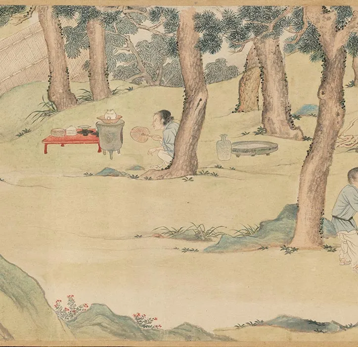 文征明、仇英《写经换茶图》合卷_11