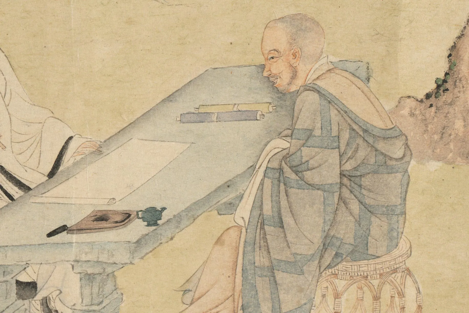 文征明、仇英《写经换茶图》合卷- 国画作品高清大图下载- 集古作网