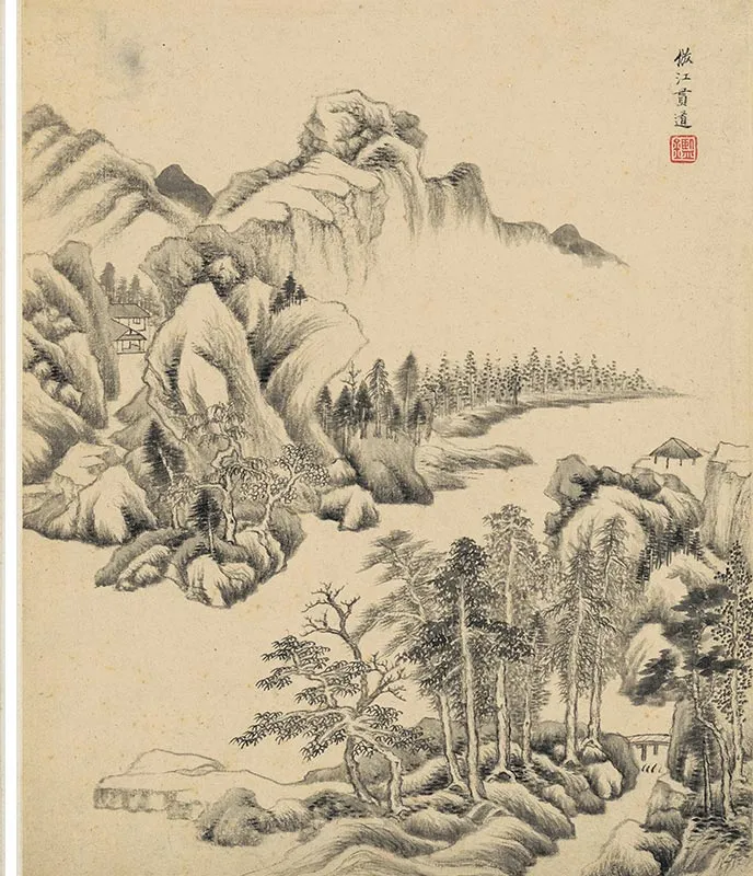 王鉴仿古山水八开册_10