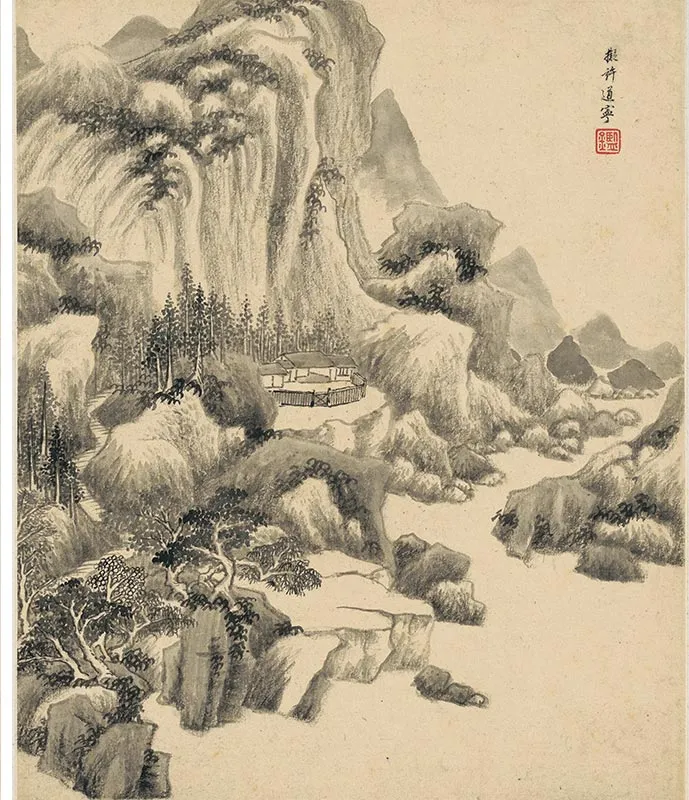 王鉴仿古山水八开册_08