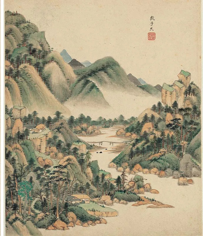 王鉴仿古山水八开册_11