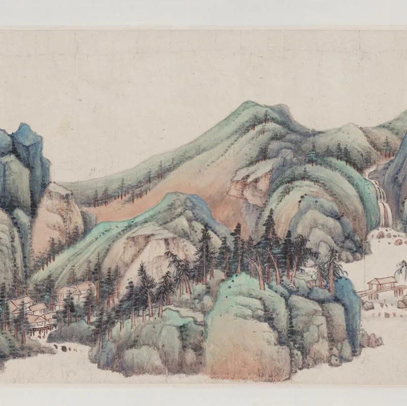 明代王鉴《小青绿山水画》卷_08