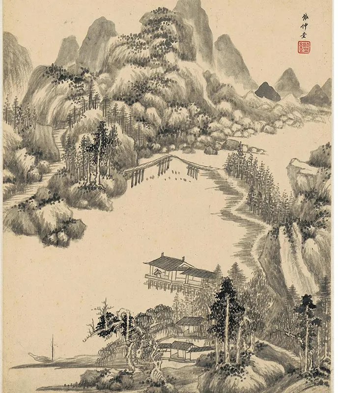 王鉴仿古山水八开册_05