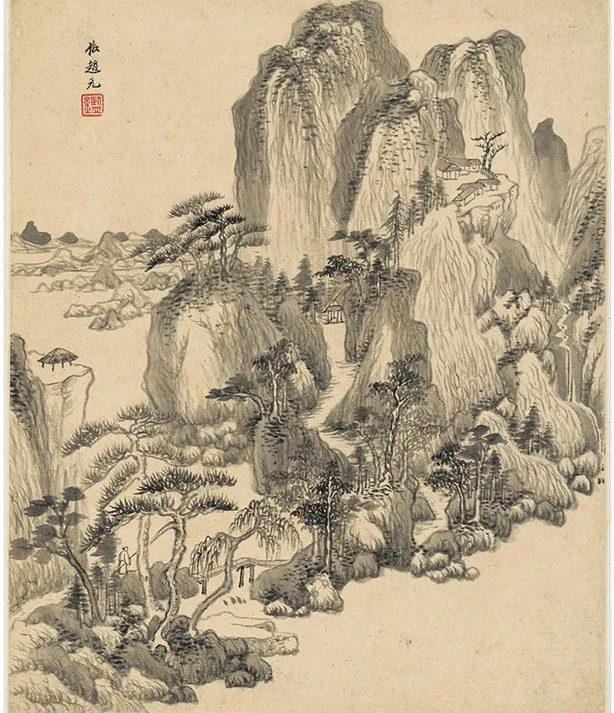 王鉴仿古山水八开册_06