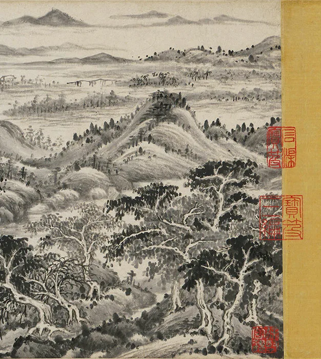 王鉴水墨山水画《仿董源溪山图》卷_20