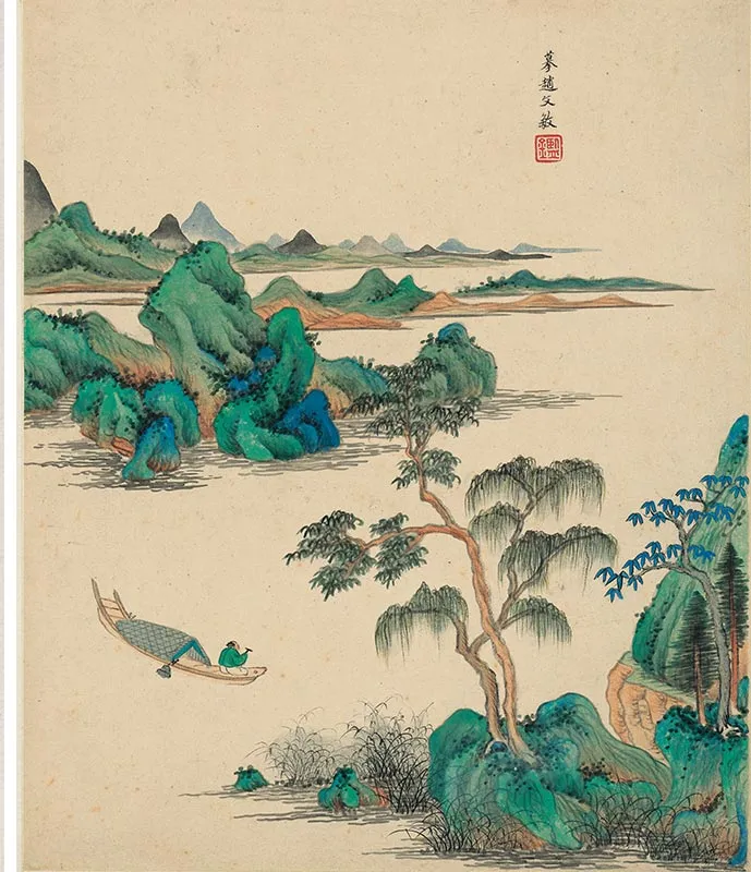 王鉴仿古山水八开册_09