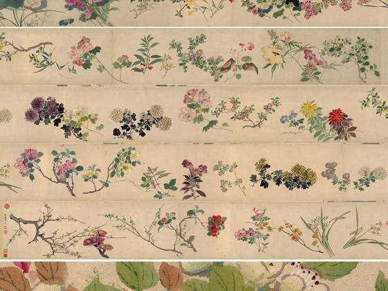周之冕设色花卉画《百花图》卷