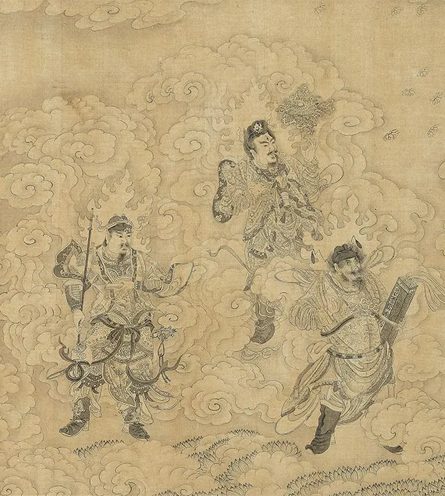 郑重白描佛道人物画《摩利支天图》卷_10