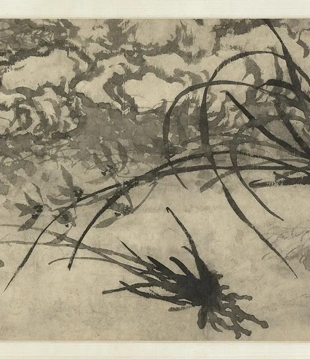石涛水墨画《兰竹图》卷_07