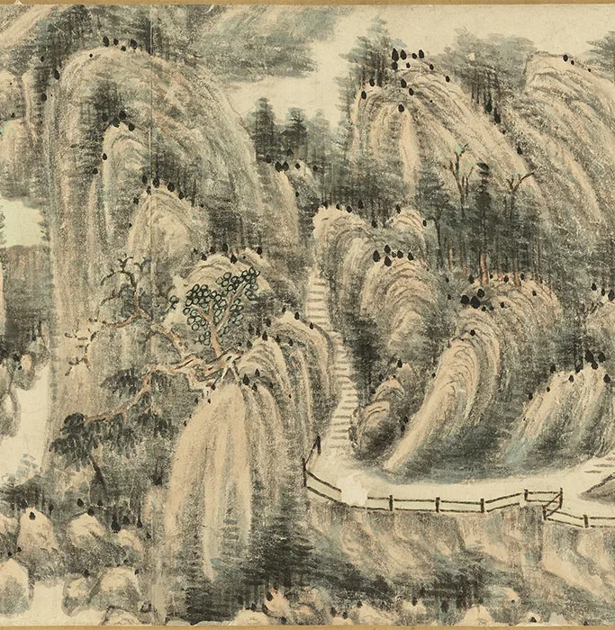 王原祁山水画《夏山新霁图》卷_06